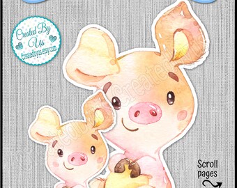 Pig Baby Shower Stand Up Pig cutouts party decorations Farm animal stand ups 1st Birthday decor Farm Pig centerpiece decorations 18 Die cuts