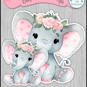 Girl Baby Elephant stand up cutouts for party decorations Girl baby shower Floral Elephant centerpiece decorations 1st Birthday table decor