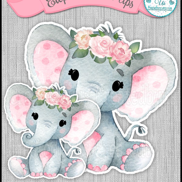 Girl Baby Elephant stand up cutouts for party decorations Girl baby shower Floral Elephant centerpiece decorations 1st Birthday table decor