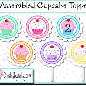 Cupcake Toppers cup cake Baby shower Decorations Custom Cupcake favors cupcake picks topper cupcake top 12 assembled