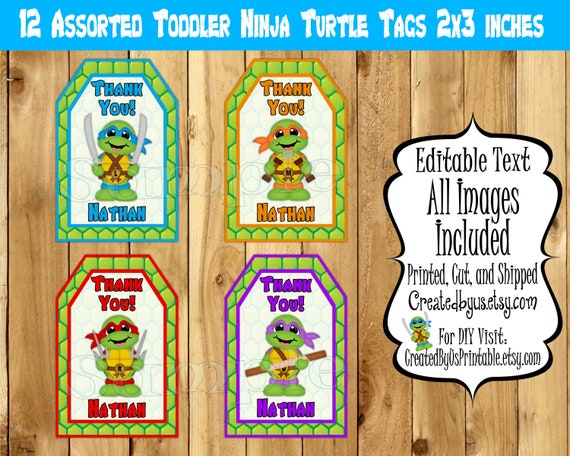 Ninja Toddler Turtle Thank You Tags Warrior Turtle Baby Shower Etsy