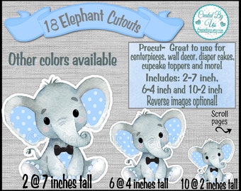 Baby Boy Elephant cutouts party decorations Little peanut baby shower It's a Boy Elephant bow tie diaper cake 1st Birthday ideas 18 Die cuts