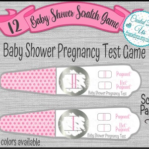 Baby shower pregnancy test game Scratch off pregnancy tests Baby shower Scratch off cards Scratch off favors Pregnant game 12 Precut printed