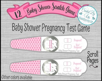 Baby shower pregnancy test game Scratch off pregnancy tests Baby shower Scratch off cards Scratch off favors Pregnant game 12 Precut printed