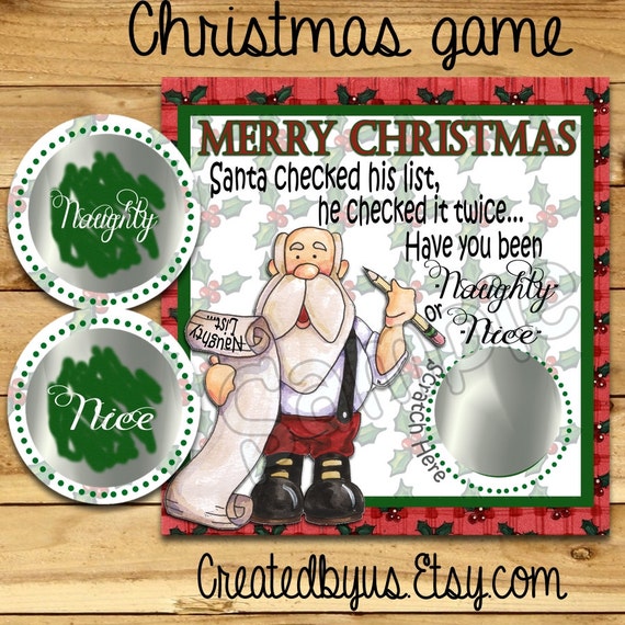 Christmas Scratch Off game Cards Christmas Party Game Santa scratch tag  Family Party Scratch off game Happy Holidays 12 Precut Printed