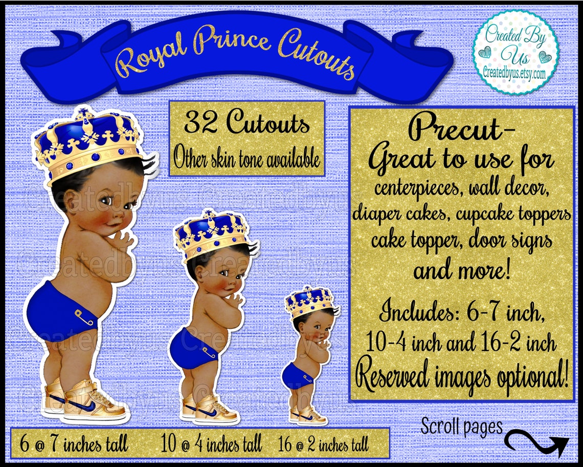 Royal Prince Cutouts Royal Baby Shower African American Royal - Etsy 日本