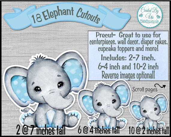 Baby Boy Elephant Cutouts Party Decorations It's a Boy Baby Shower
