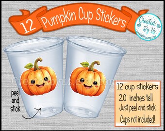 Pumpkin party cup stickers Baby Pumpkin stickers Little Pumpkin shower Halloween Baby Shower favors disposable cup sticker treat bag sticker