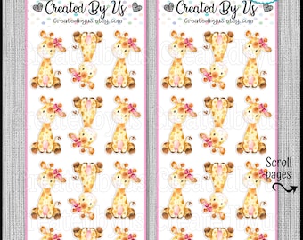 Girl baby Giraffe stickers cup stickers Giraffe baby girl shower favor labels envelope stickers Giraffe table decorations Precut decals