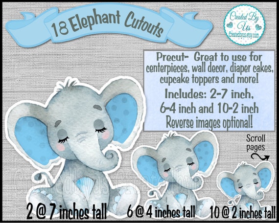 Baby Boy Elephant Cutouts Party Decorations Little Peanut Baby