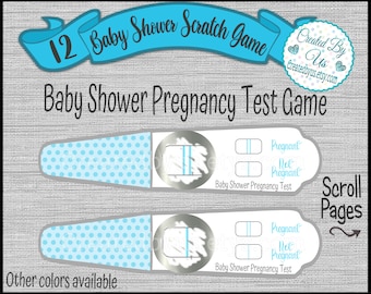 Baby boy shower jeu de test de grossesse Scratch off tests de grossesse Baby shower Cartes à gratter Gratter les faveurs Jeu enceinte 12 Prédécoupé