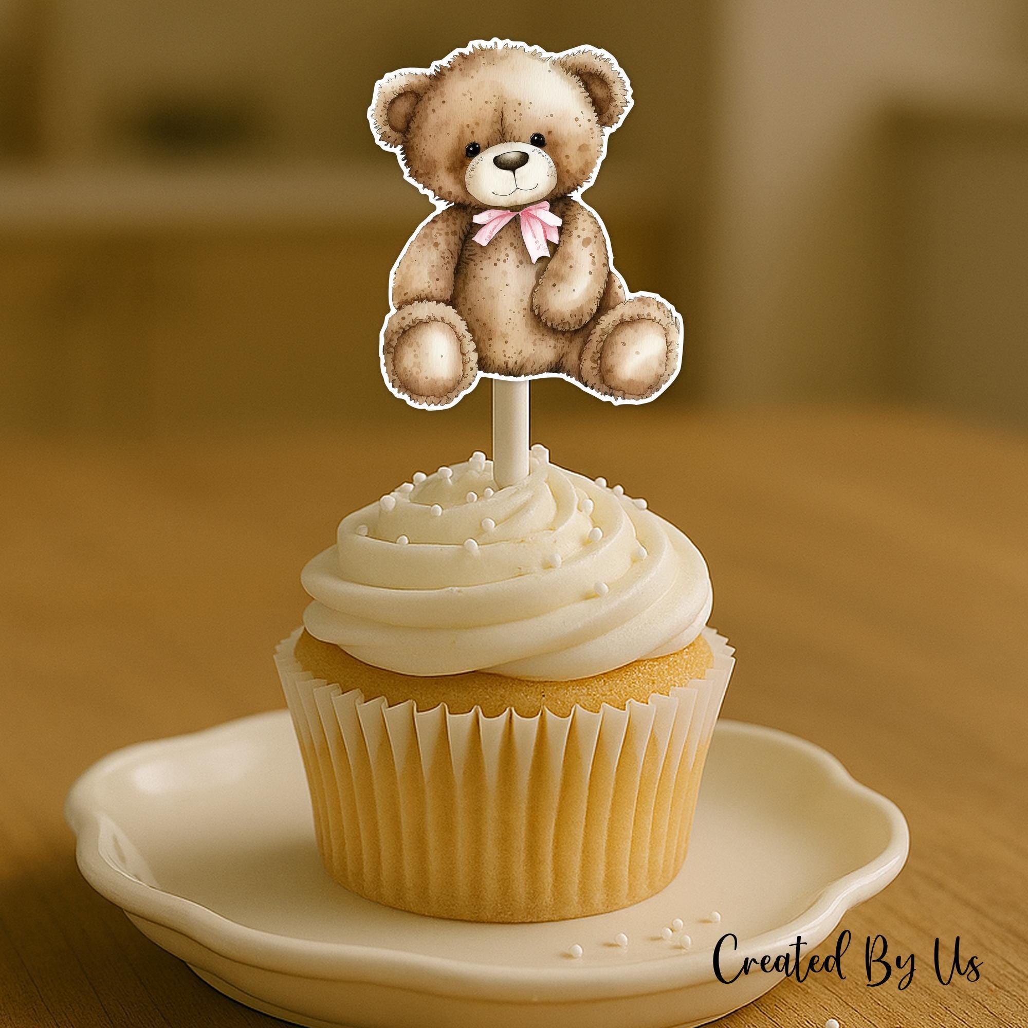 Teddy Bear Cupcake Toppers, Baby Shower Birthday Decor, Set of 12 - Etsy