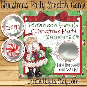 Christmas Party Scratch Off Game Cards Happy Holidays Cute Santa Scratch Off Card Christmas scratch Game Family Party game 12 Precut Printed