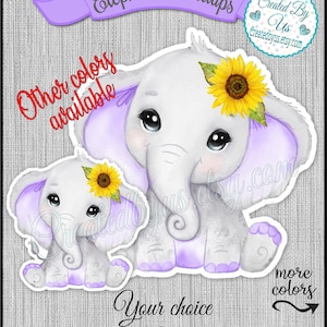 Girl Baby Elephant stand up cutouts party decorations Girl baby shower Sunflower  Elephant centerpiece decorations 1st Birthday table decor