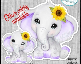 Girl Baby Elephant stand up cutouts party decorations Girl baby shower Sunflower  Elephant centerpiece decorations 1st Birthday table decor