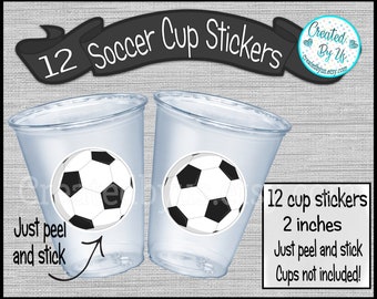 Soccer party cup stickers Soccer cup stickers Sport Birthday Cup stickers Team Party Favors Soccer Disposable cup stickers Soccer stickers
