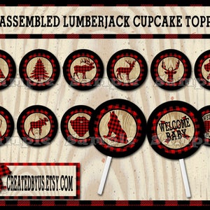 Baby Lumberjack Cupcake Toppers Lumber Jack Baby Shower Cupcake Toppers ...
