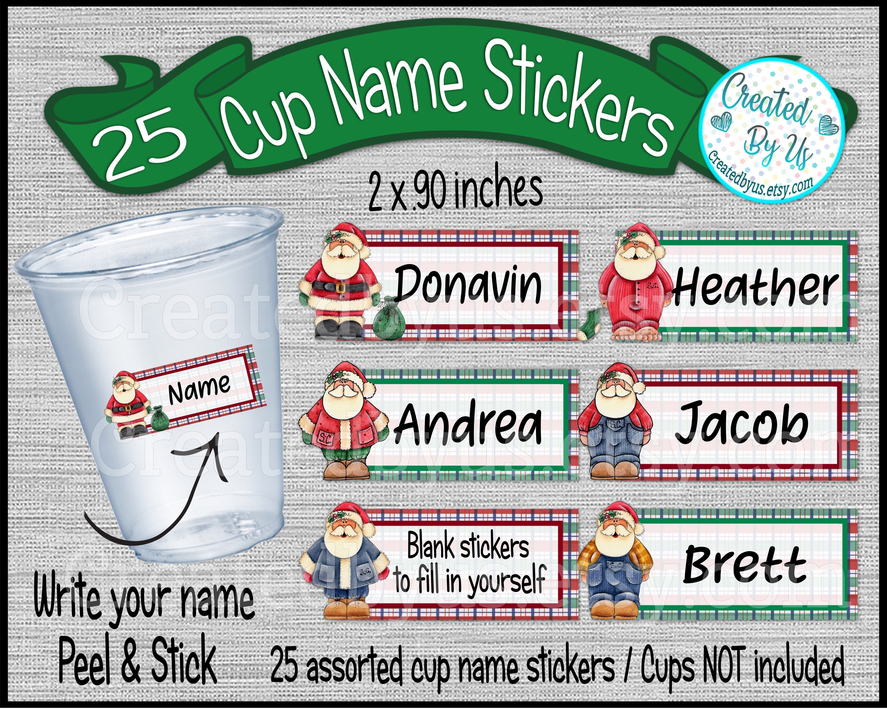 Calcomanías para vasos de fiesta de Navidad Etiqueta para bebidas  Calcomanías para vasos desechables Calcomanías para bebidas navideñas  Calcomanías, image size:3000x2400