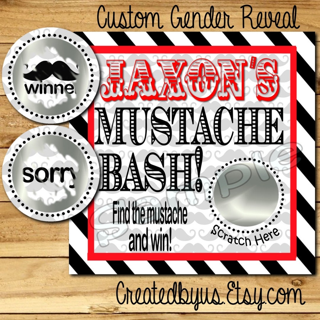 Mustache Birthday Scratch Off Cards Birthday Party Scratch Off Etsy