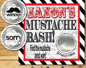 Mustache Birthday Scratch Off Cards Birthday Party Scratch off game cards Party Scratch off tickets little man game boy or girl 12 Precut