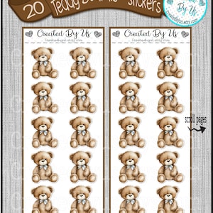 Teddy Bear stickers cup stickers Teddy bear baby shower favor labels Brown Teddy bear birthday We can bearly wait table decorations printed