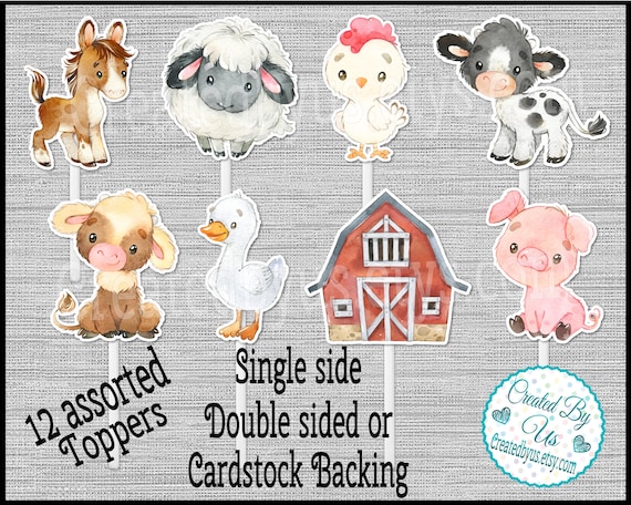Farm Animal Cupcake Toppers Farm Baby Shower Food Birthday Party