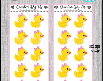 Girl rubber duck stickers Cup stickers Rubber duck baby shower Favor labels Envelope stickers Duck shower Baby duck table decorations decals