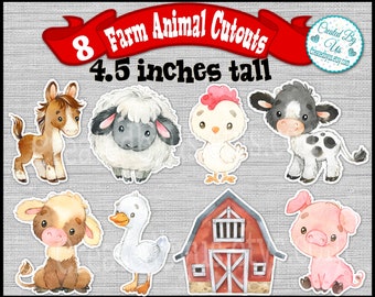 Farm animal centerpieces stand up or cutouts for party decorations farm birthday decorations farm baby shower cake topper table decorations