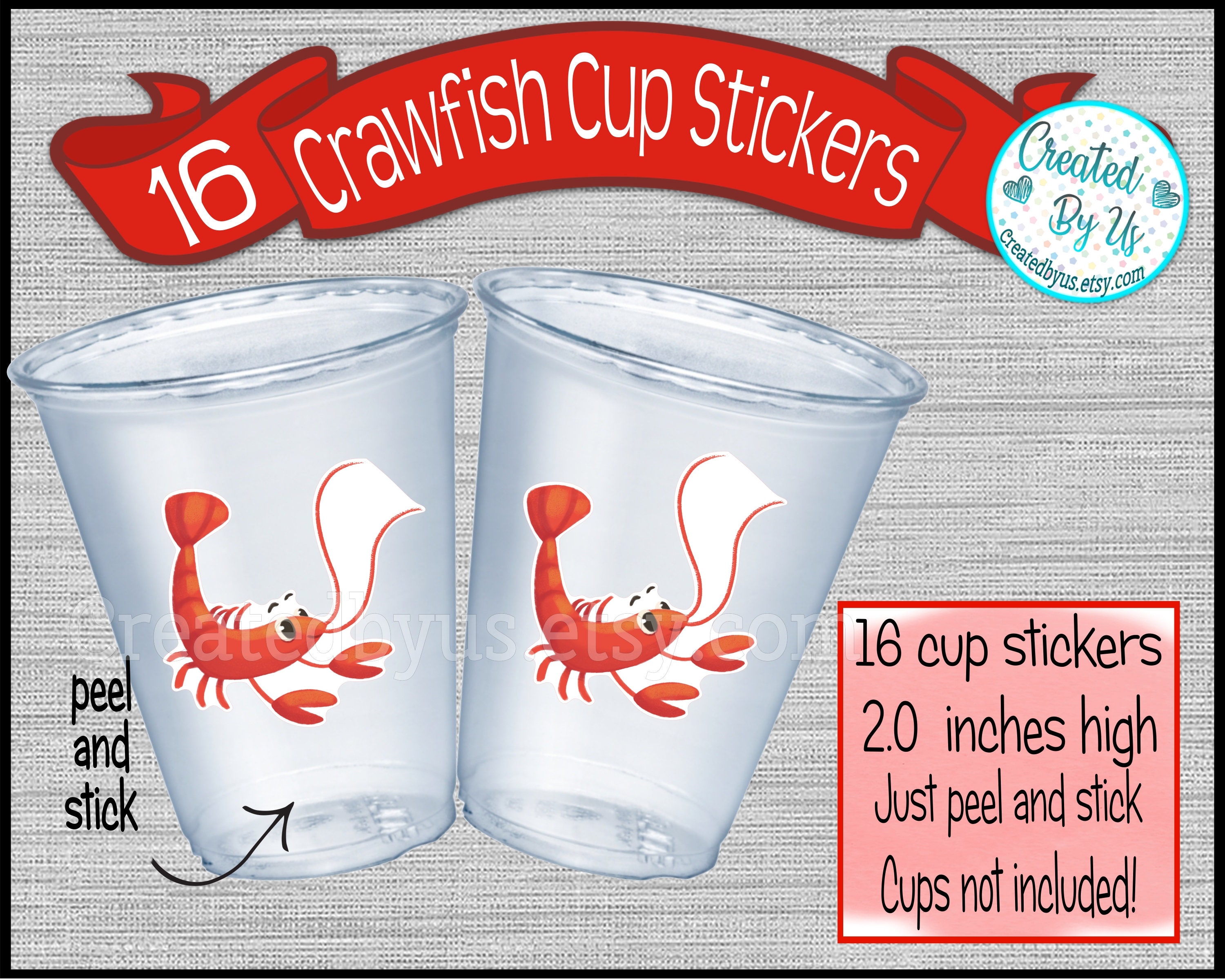 Crawfish Boil Party Cup Stickers Disposable Cup Sticker Crawfish Cup ...