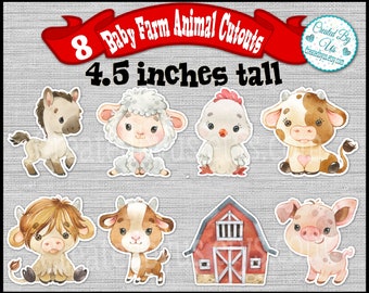 Baby Farm animal centerpieces stand up or cutouts party decorations farm birthday decorations farm baby shower cake topper table decorations