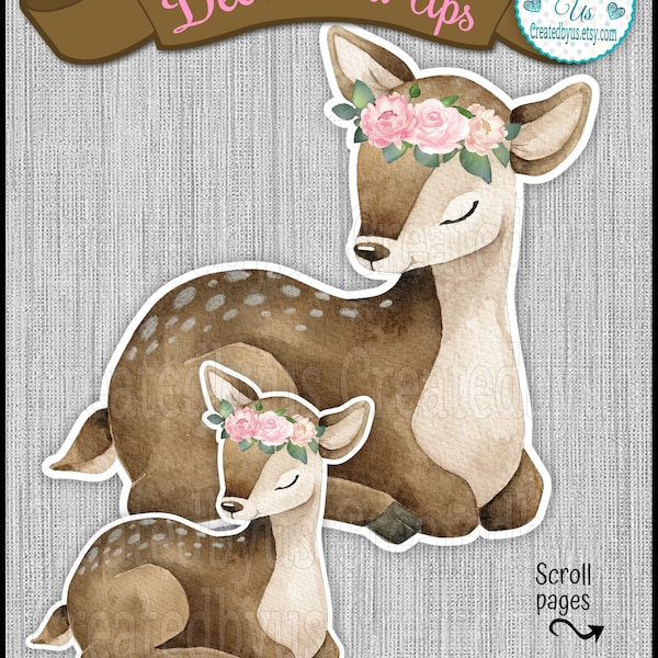 Girl Deer Baby Shower Stand Up Deer cutouts party decorations Woodland stand ups 1st Birthday decor fawn centerpiece decorations Die cuts