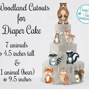 Woodland Diaper Cake cutouts Woodland decorations Woodland Baby Shower Centerpiece decoration Woodland baby shower decoration Forest Animals