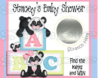 Panda Baby Shower Scratch Off Game: Gender Reveal, Party Favors