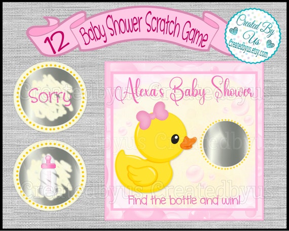 Rubber Duck Baby Shower Game Girl Rubber Duck Baby Shower Baby Girl Shower  Ideas Custom Game Cards Scratch off Game Shower Favors Baby Lotto -   Denmark