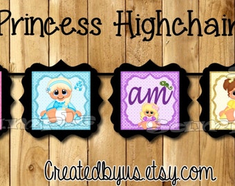 I am 1 Birthday Banner Baby Princess Highchair banner Little Princess banner 1st Birthday party decorations mini banner high chair decor