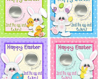 Easter Scratch Off Cards Party Game scratch tags Family Party Scratch off game Holiday favors bunny  Easter Holiday game Printed 12 Precut