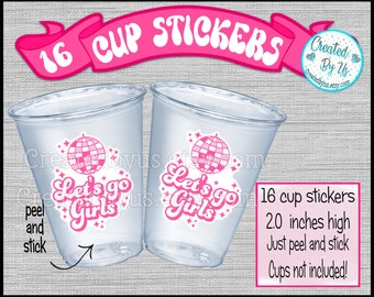 Disco Ball party cup stickers Lets go girls Disposable cup stickers Last disco Party Disco treat bag stickers Disco bachelorette party favor