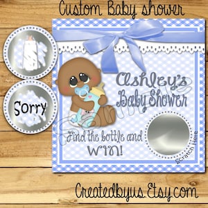 Boy Baby Shower game Baby boy shower ideas Custom game cards Scratch off game shower favors Baby lotto Scratch off tags 12 Precut printed AA