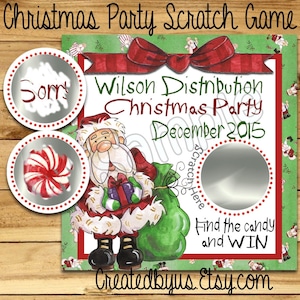 Company Christmas Party Scratch Off Game Cards Santa Scratch Off Card Christmas scratch Game Company Party game raffle  12 Precut Printed