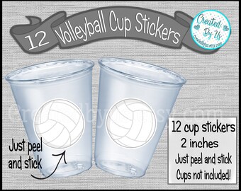 Volleyball party cup stickers Volley ball cup sticker Sport Birthday disposable Cup stickers Team Party Favor Sports Party Treat bag sticker