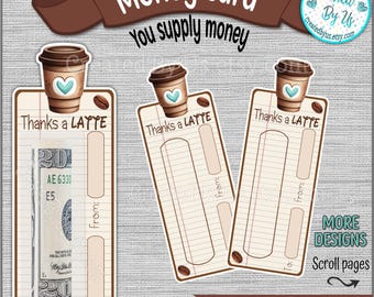 Teacher money card holder Teacher appreciation gift Teacher thank you card Teacher cash gift card End of year gift Thanks a latte card