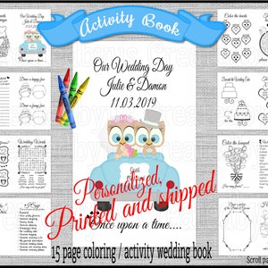 Custom Wedding Coloring Book Children&#39;s Activity Book 15 Page Wedding Table Activities Personalized Wedding game Reception Favor PRINTED