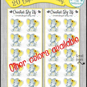 Sunflower Baby Girl Elephant stickers cup stickers sunflower baby shower favors envelope stickers elephant table decorations Precut decals