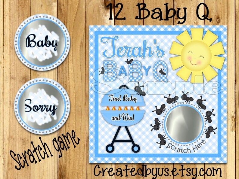 Bbq Scratch Off Cards Babyq Shower Game Boy Baby Q Baby Shower Etsy