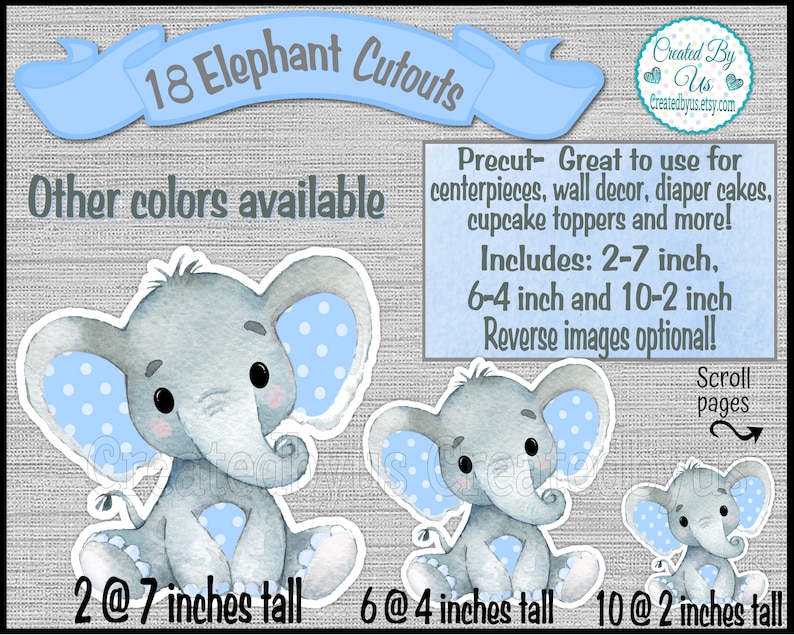 Baby Boy Elephant cutouts party decorations Little peanut baby shower It/'s a Boy Elephant diaper cake decor 1st Birthday ideas 18 Die cuts