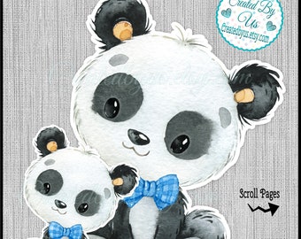 Boy Baby Panda bear stand up cutouts party decorations Baby Panda bear centerpiece decorations Boy baby shower 1st Birthday table decoration