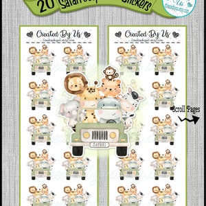 Jungle Safari stickers cup stickers Safari Animal baby shower favor labels envelope stickers animal safari table decorations Precut decals