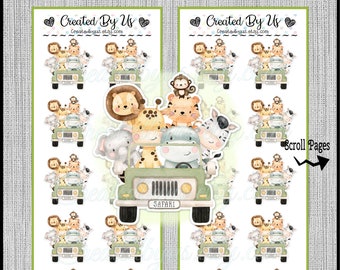 Jungle Safari stickers cup stickers Safari Animal baby shower favor labels envelope stickers animal safari table decorations Precut decals