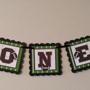 1st Birthday Banner I am one Football Highchair banner Sports banner first Birthday decorations Football Party decor baby chair banner sign