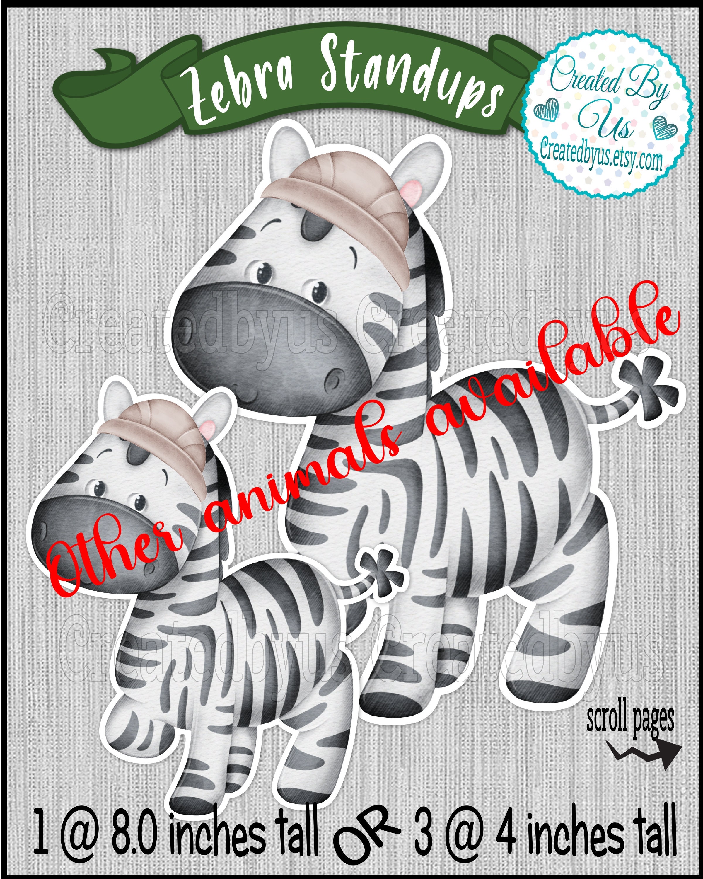 Jungle Safari stand up cutouts for party decorations Jungle Baby shower Baby Zebra centerpiece decorations 1st Birthday table